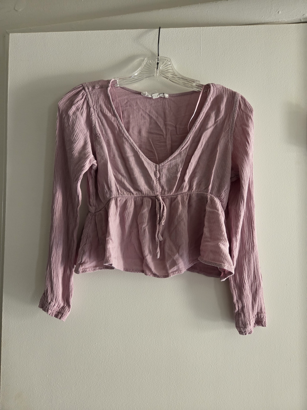 Hippie Rose Dusty Rose Crinkled Peplum V-Neck Blouse